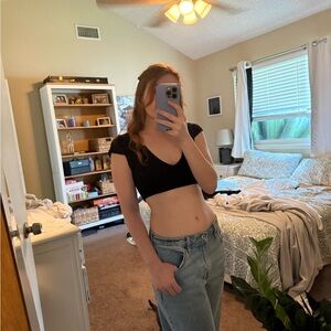 Motelrocks Black Crop Top